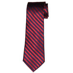 Nautica Repp Stripe Tie Silk Red Navy Blue Men's Long